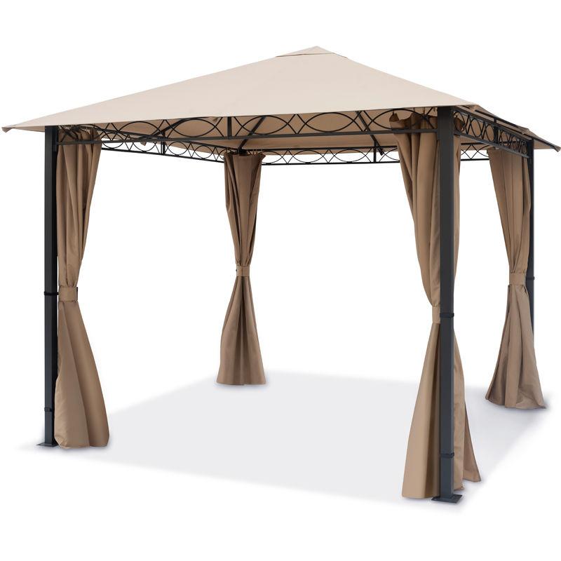 Gazebo da Giardino ca. 3x3 m - PREMIUM 100% impermeabile - con 4 teli laterali - ca. 220g/m² telo del tetto color ocra - TENDAPRO.IT