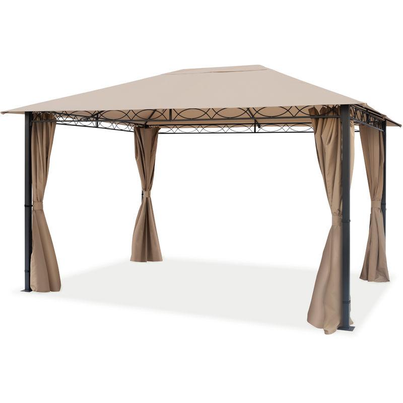 Tendapro.it - Gazebo da Giardino ca. 3x4 m - PREMIUM 100% impermeabile - con 4 teli laterali - ca. 220g/m² telo del tetto color ocra