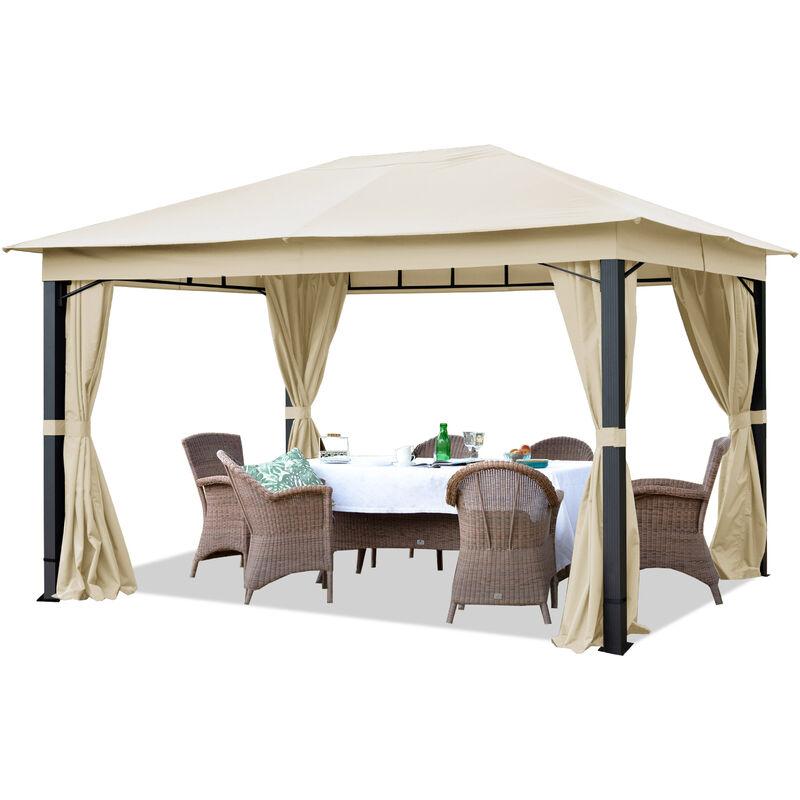 Gazebo da Giardino ca. 3x4m Alu Premium con Copertura del Tetto ca. 220 g/m² crema - TENDAPRO.IT