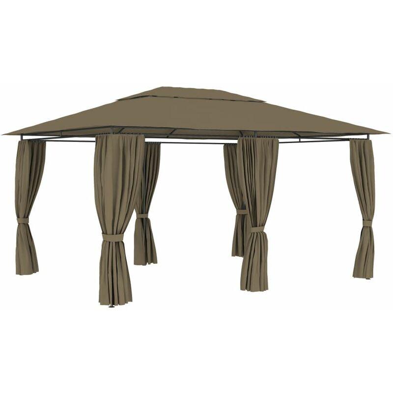 vidaXL Gazebo da Giardino con Tende 4x3 m Grigio Talpa 180 g/m² - Grigio talpa