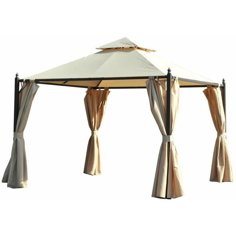 Gazebo Da Giardino Impermeabile Con Pannelli Laterali Beige 3x3m - Miozzi Gazebo Da Giardino Impermeabile Con Pannelli Laterali Beige 3x3m - Miozzi