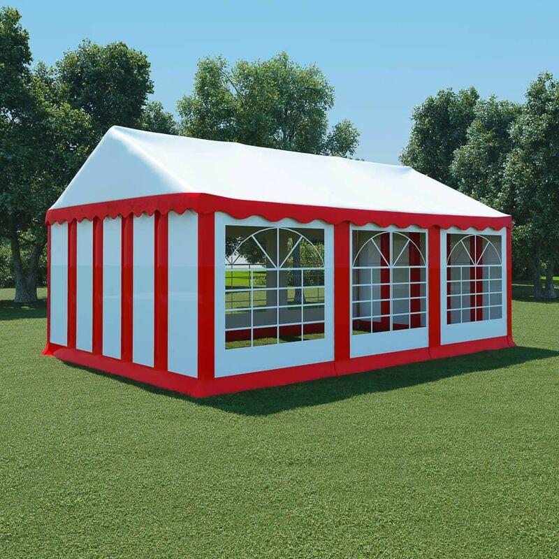 vidaXL Gazebo da Giardino in PVC 4x6 m Rosso e Bianco - Rosso
