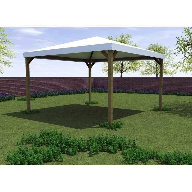 Gazebo ischia 364x364 cm in legno di pino massello copertura idrorepellente - Gartenpro
