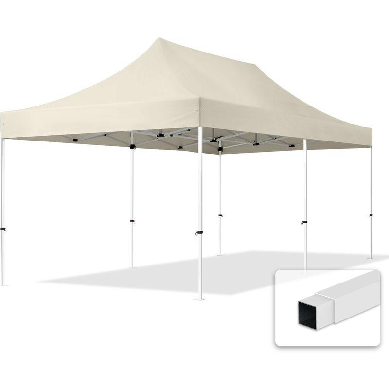 Tendapro.it - Gazebo Pieghevole Giardino 3x6m Telo PES300 Poliestere 100% Impermeabile Padiglione Mercati Sagre crema