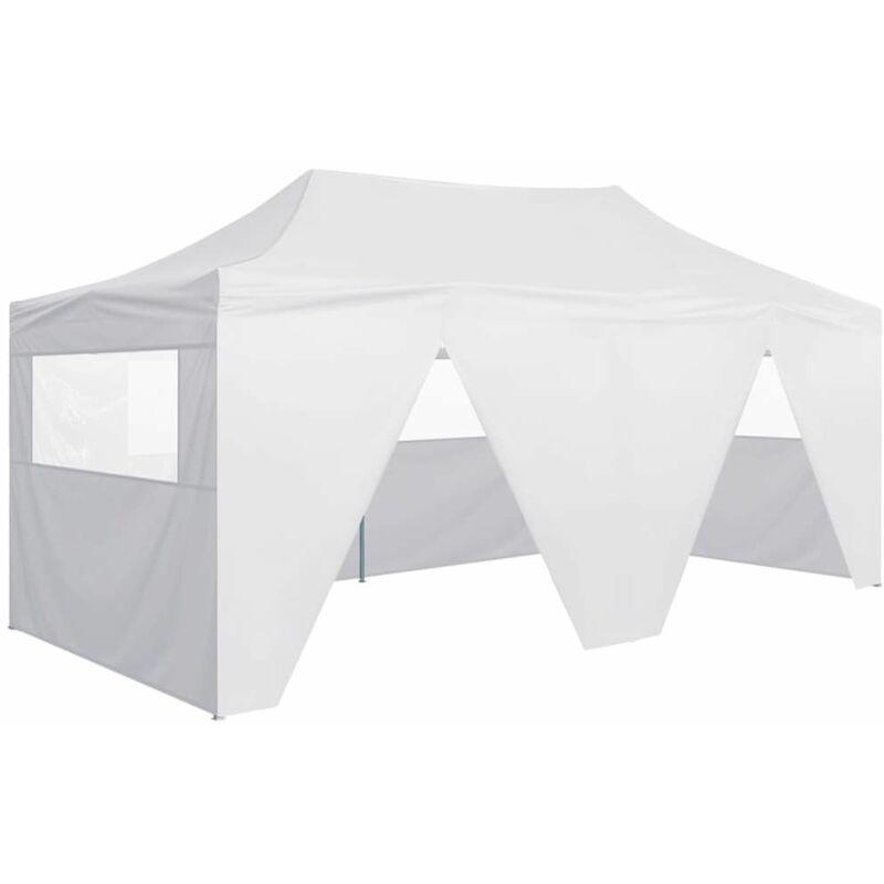 Gazebo Pieghevole con 4 Pareti 3x6 m Acciaio Bianco - Bianco - Vidaxl