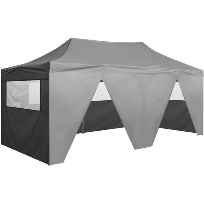 Gazebo Pieghevole con 4 Pareti 3x6m Acciaio Antracite - ASUPERMALL Gazebo Pieghevole con 4 Pareti 3x6m Acciaio Antracite - ASUPERMALL