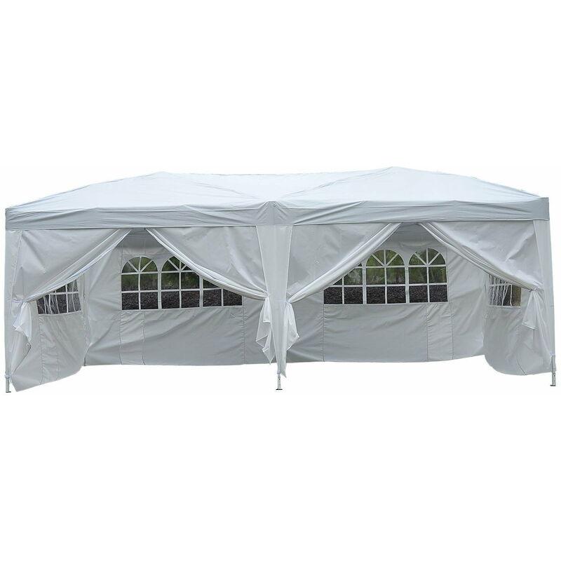 Tendostruttura Pieghevole Da Giardino 6 Pannelli Laterali Bianco 3x6m Miozzi