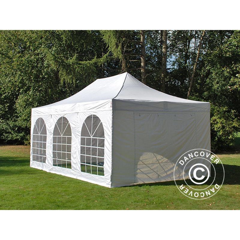 Gazebo pieghevole Gazebo rapido FleXtents Steel 4x6m Bianco, inclusi 4 fianchi - DANCOVER