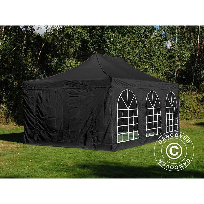 Gazebo pieghevole Gazebo rapido FleXtents Steel 4x6m Nero, incl. 4 fianchi - DANCOVER