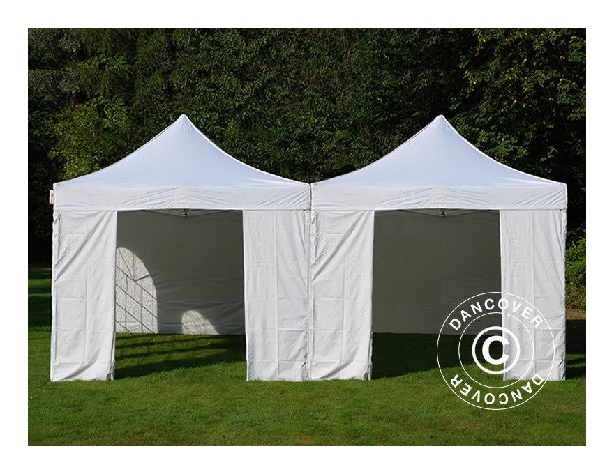 Gazebo pieghevole Gazebo rapido FleXtents Steel 6x6m Bianco, incl. 8 pareti laterali - DANCOVER