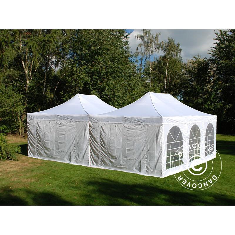 Gazebo pieghevole Gazebo rapido FleXtents Steel 8x6m Bianco, incl. 8 pareti laterali - DANCOVER