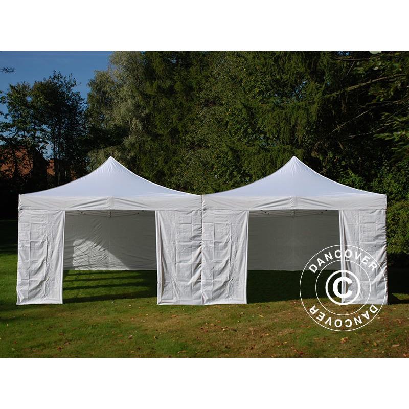 Gazebo pieghevole Gazebo rapido FleXtents Steel 8x8m Bianco, incl. 8 pareti laterali - DANCOVER