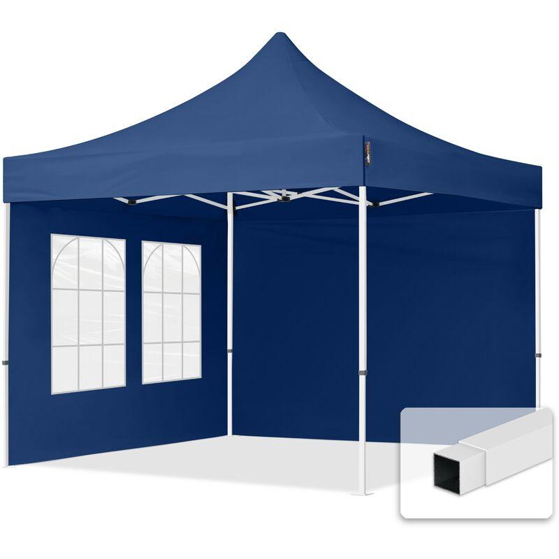 Gazebo Pieghevole Giardino 3x3m - 2 laterali (con finestre) Telo PES300 Poliestere 100% Impermeabile Padiglione Mercati Sagre blu - TENDAPRO.IT Gazebo Pieghevole Giardino 3x3m - 2 laterali (con finestre) Telo PES300 Poliestere 100% Impermeabile Padiglione Mercati Sagre blu - TENDAPRO.IT