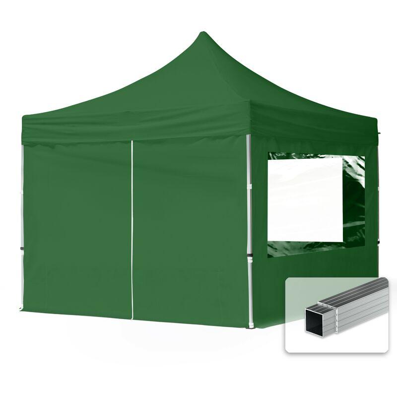 Tendapro.it - Gazebo Pieghevole Giardino 3x3m - 4 laterali Alluminio PES300 Telo 100% Impermeabile Padiglione Mercati Sagre verde