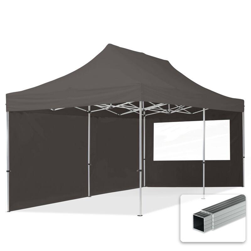 Tendapro.it - Gazebo Pieghevole Giardino 3x6m - 2 laterali Alluminio Telo PES300 100% Impermeabile Padiglione Mercati Sagre grigio