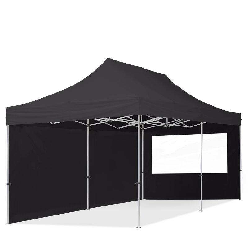 Tendapro.it - Gazebo Pieghevole Giardino 3x6m - 2 laterali Alluminio Telo PES300 100% Impermeabile Padiglione Mercati Sagre nero