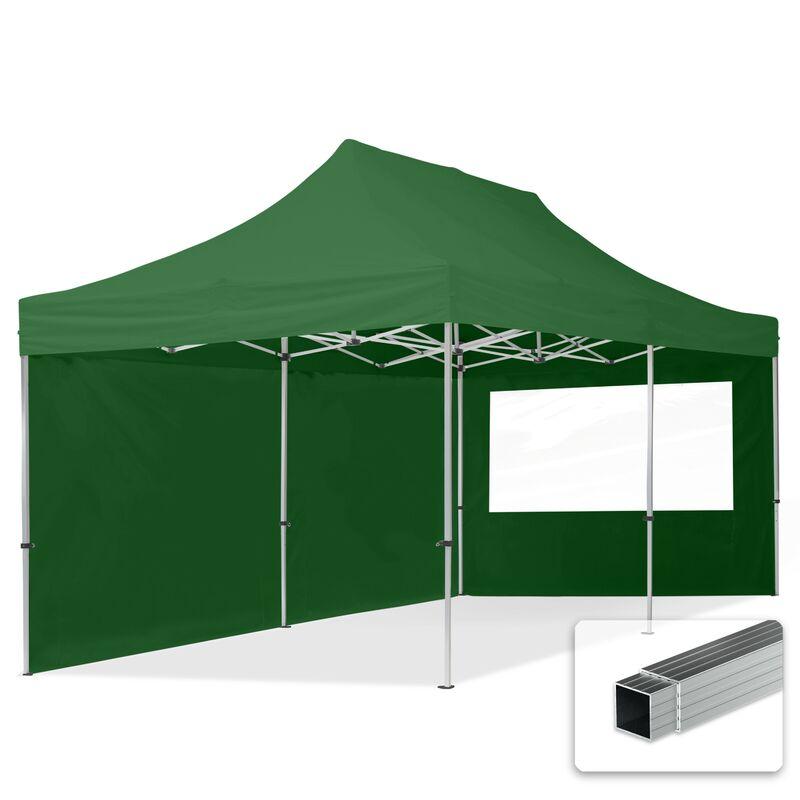 Tendapro.it - Gazebo Pieghevole Giardino 3x6m - 2 laterali Alluminio Telo PES300 100% Impermeabile Padiglione Mercati Sagre verde