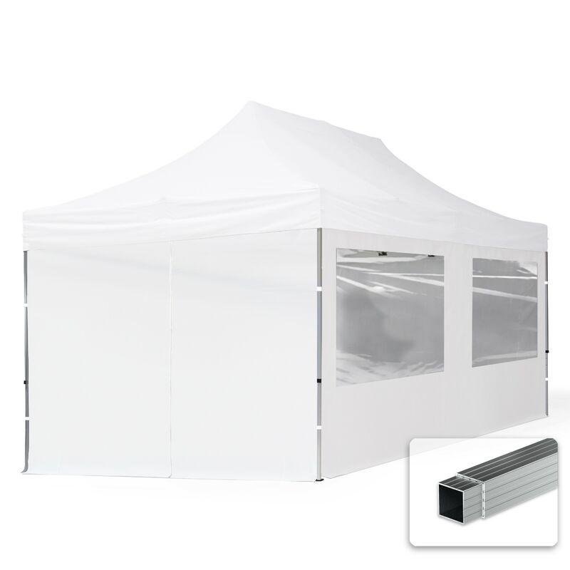 Tendapro.it - Gazebo Pieghevole Giardino 3x6m - 4 laterali Alluminio PES300 Telo 100% Impermeabile Padiglione Mercati Sagre bianco