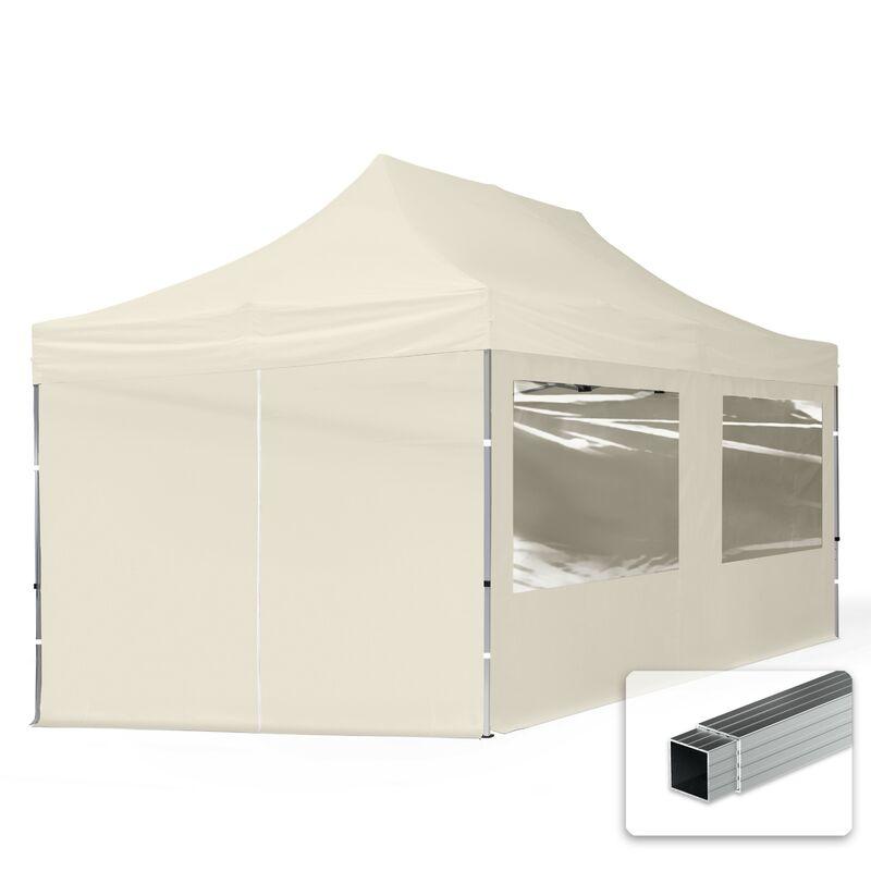 Tendapro.it - Gazebo Pieghevole Giardino 3x6m - 4 laterali Alluminio PES300 Telo 100% Impermeabile Padiglione Mercati Sagre crema