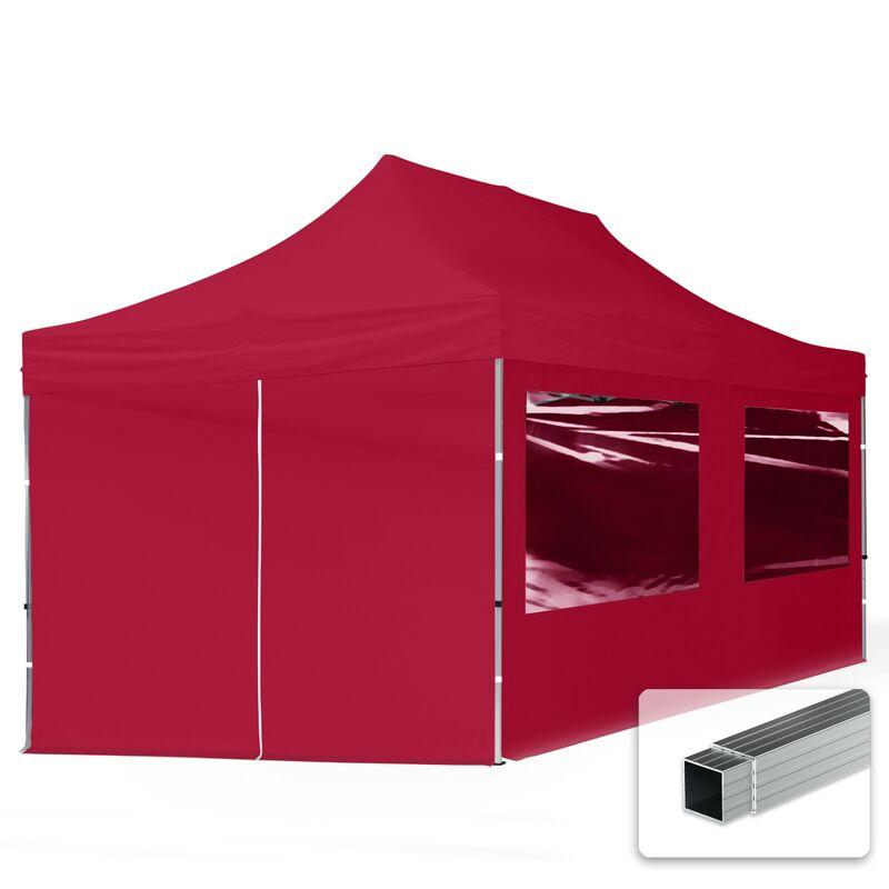 Tendapro.it - Gazebo Pieghevole Giardino 3x6m - 4 laterali Alluminio PES300 Telo 100% Impermeabile Padiglione Mercati Sagre rosso