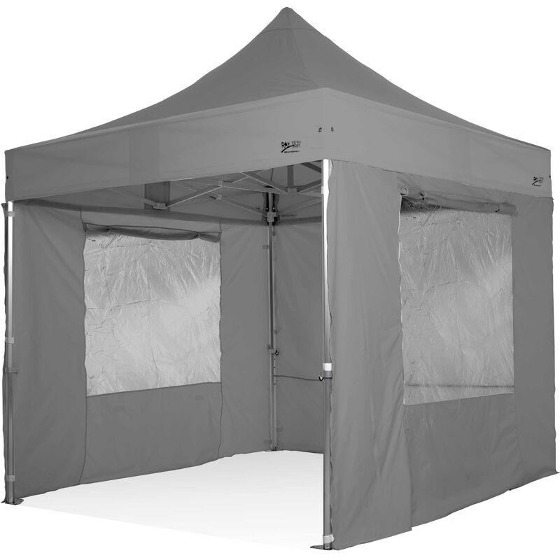 Gazebo rapido 3x3 grigio in alluminio rinforzato con finestre laterali pvc 350g metro. Gazebo pieghevole - grigio - grigio