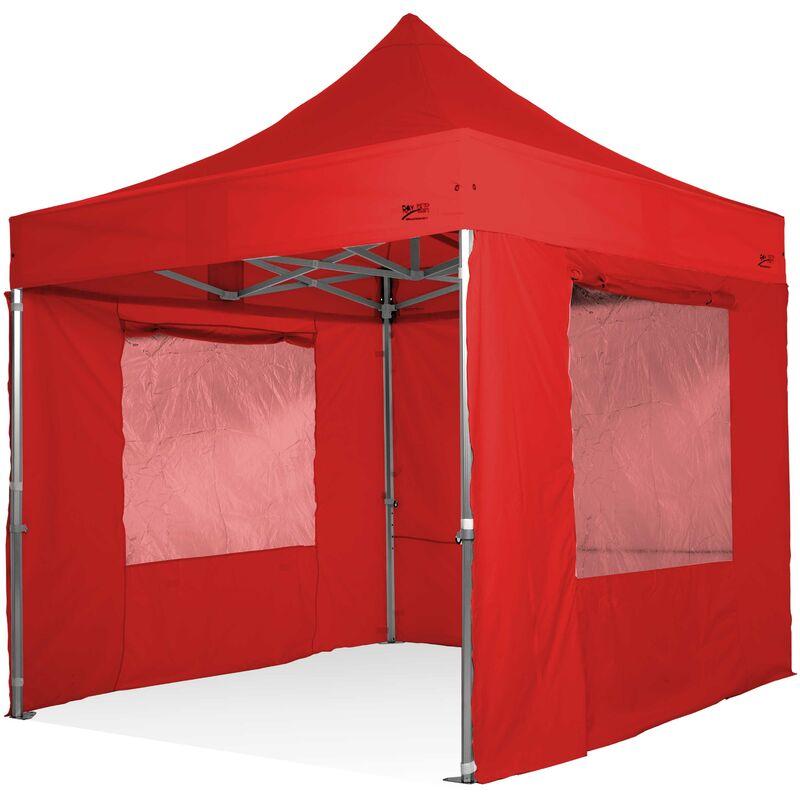 Gazebo rapido 3x3 rosso in alluminio rinforzato con finestre laterali pvc 350g metro. Gazebo pieghevole - rosso - rosso