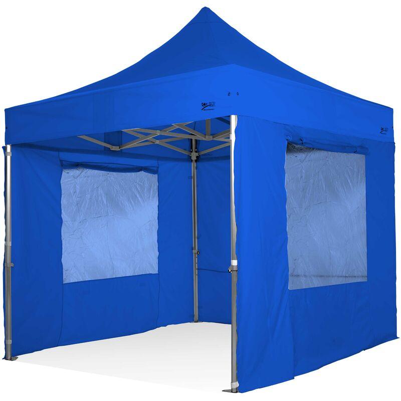 Gazebo rapido 3x3 nero in alluminio rinforzato con finestre laterali pvc 350g metro. Gazebo pieghevole - nero - nero