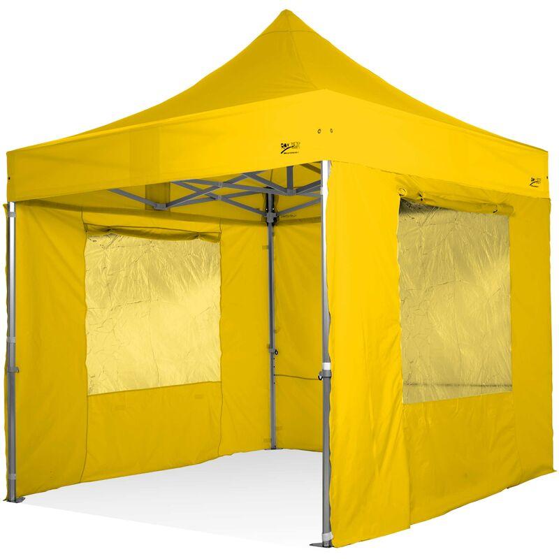 Gazebo rapido 3x3 giallo in alluminio rinforzato con finestre laterali pvc 350g metro. Gazebo pieghevole - giallo - giallo