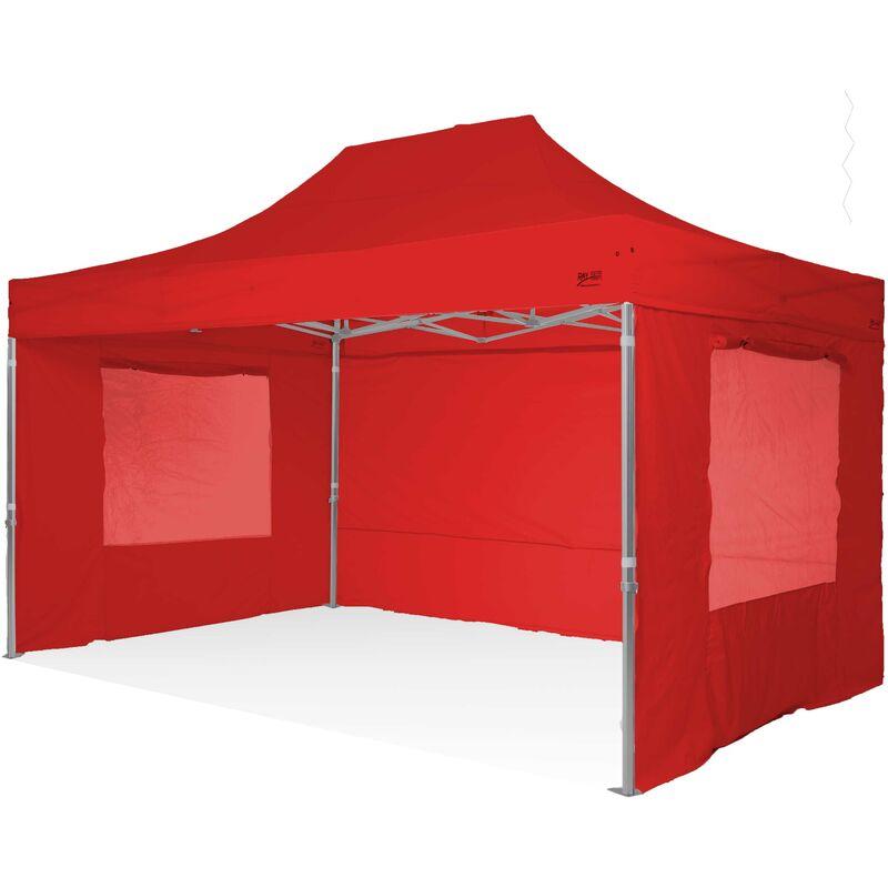 Ray Bot - Gazebo rapido 3x4,5 in alluminio rinforzato con finestre laterali PVC 350g metro. Gazebo pieghevole - ROSSO