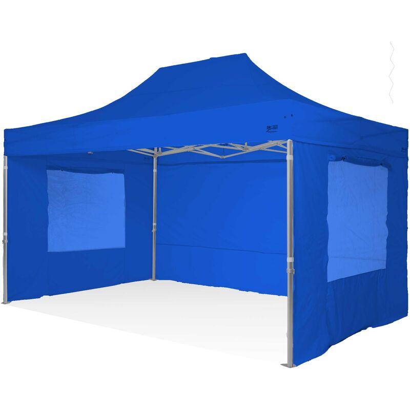 Ray Bot - Gazebo rapido 3x4,5 in alluminio rinforzato con finestre laterali PVC 350g metro. Gazebo pieghevole - BLU