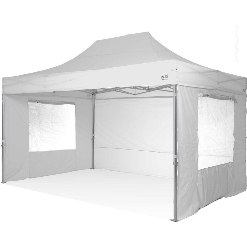 Ray Bot - Gazebo rapido 3x4,5 in alluminio rinforzato con finestre laterali PVC 350g metro. Gazebo pieghevole - BIANCO