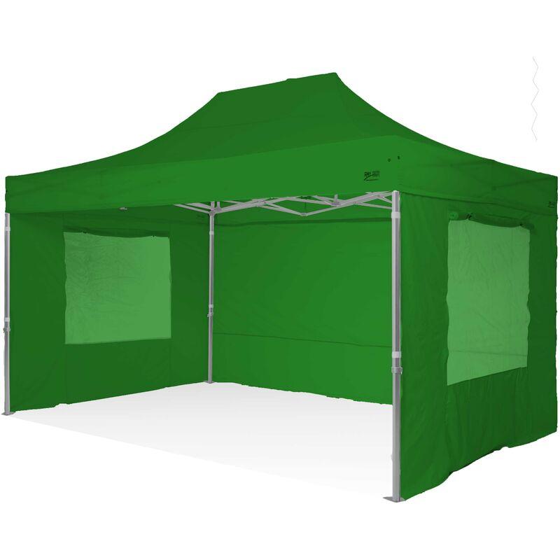 Ray Bot - Gazebo rapido 3x4,5 in alluminio rinforzato con finestre laterali PVC 350g metro. Gazebo pieghevole - VERDE