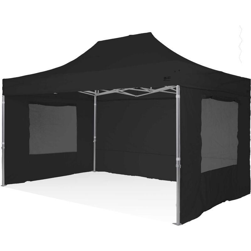 Ray Bot - Gazebo rapido 3x4,5 in alluminio rinforzato con finestre laterali PVC 350g metro. Gazebo pieghevole - NERO