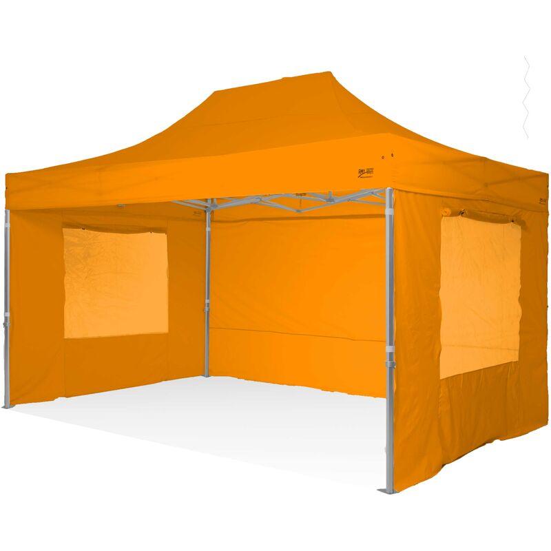 Ray Bot - Gazebo rapido 3x4,5 in alluminio rinforzato con finestre laterali PVC 350g metro. Gazebo pieghevole - ARANCIONE