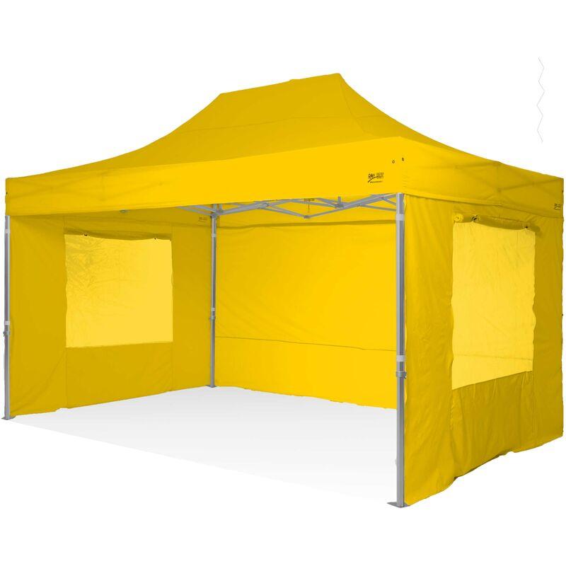 Ray Bot - Gazebo rapido 3x4,5 in alluminio rinforzato con finestre laterali PVC 350g metro. Gazebo pieghevole - GIALLO