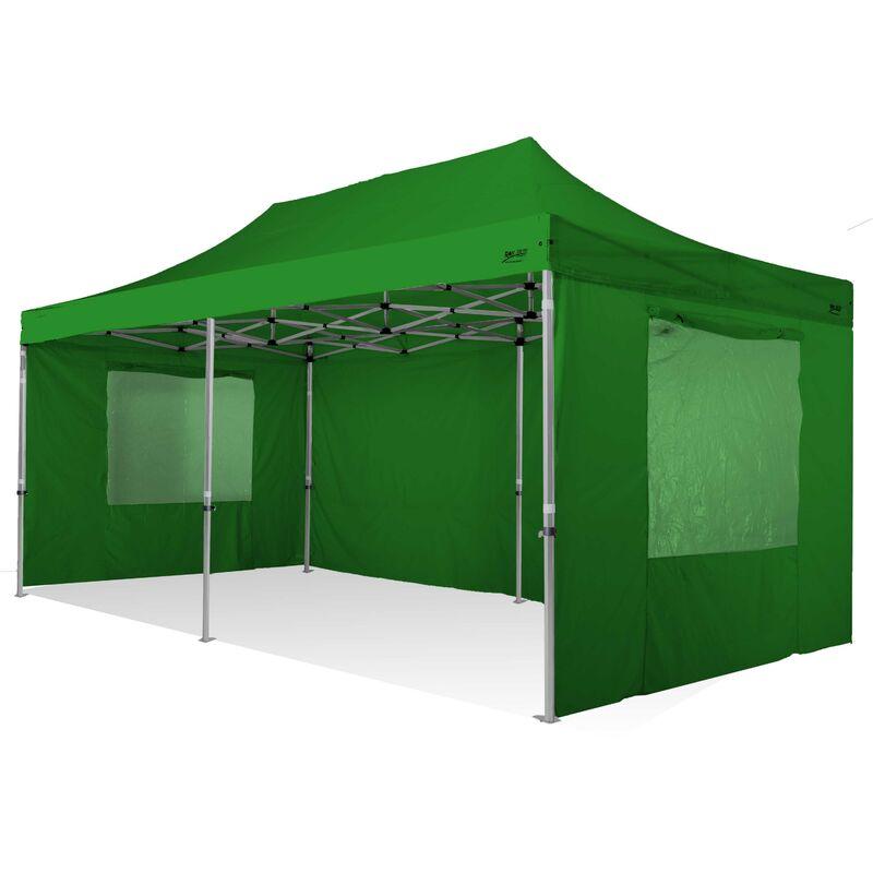 Gazebo rapido 3x6 in alluminio rinforzato con finestre laterali PVC 350g metro. GAZEBO PIEGHEVOLE - VERDE - RAY BOT