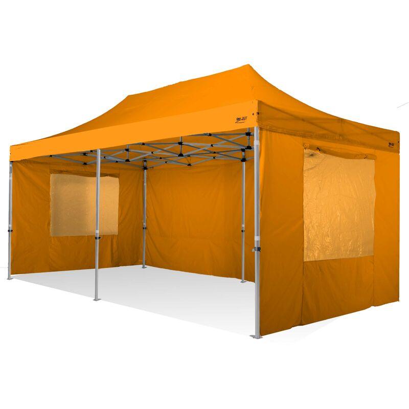 Gazebo rapido 3x6 in alluminio rinforzato con finestre laterali PVC 350g metro. GAZEBO PIEGHEVOLE - ARANCIONE - RAY BOT