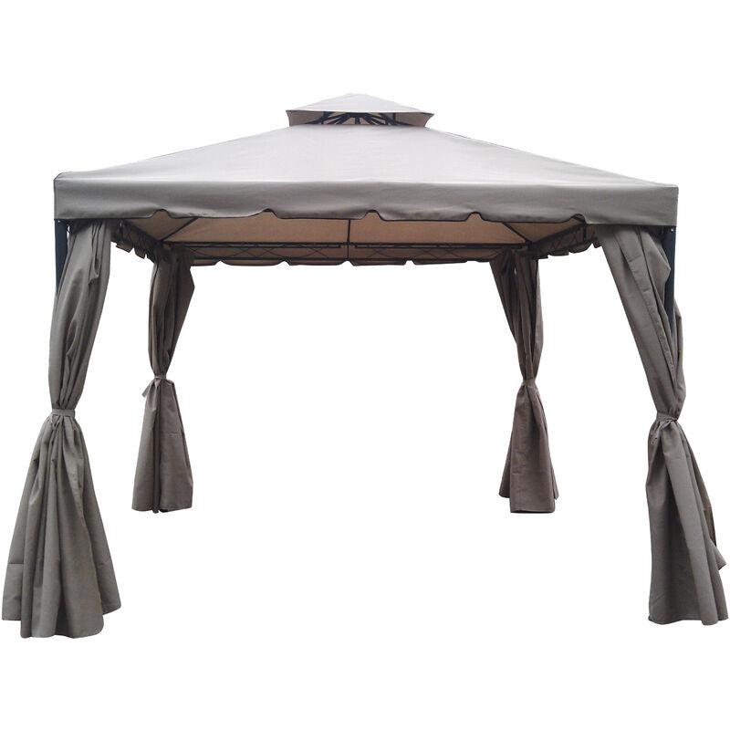 Gazebo 3x3 3x4 in Alluminio Teli Laterali Doppio Tetto Beige Roma Verdelook - Formato: 3 x 4 m