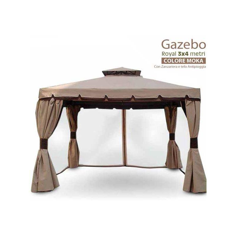 Gazebo Royal 3X4 Metri In Alluminio Impermeabile Zanzariera Antipioggia Moka Gazebo Royal 3X4 Metri In Alluminio Impermeabile Zanzariera Antipioggia Moka
