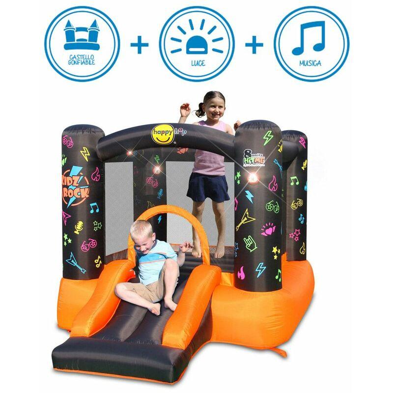 Bricoshop24 - Gonfiabile per Bambini Interattivo Luci Musica con Scivolo Castello Pompa Aria