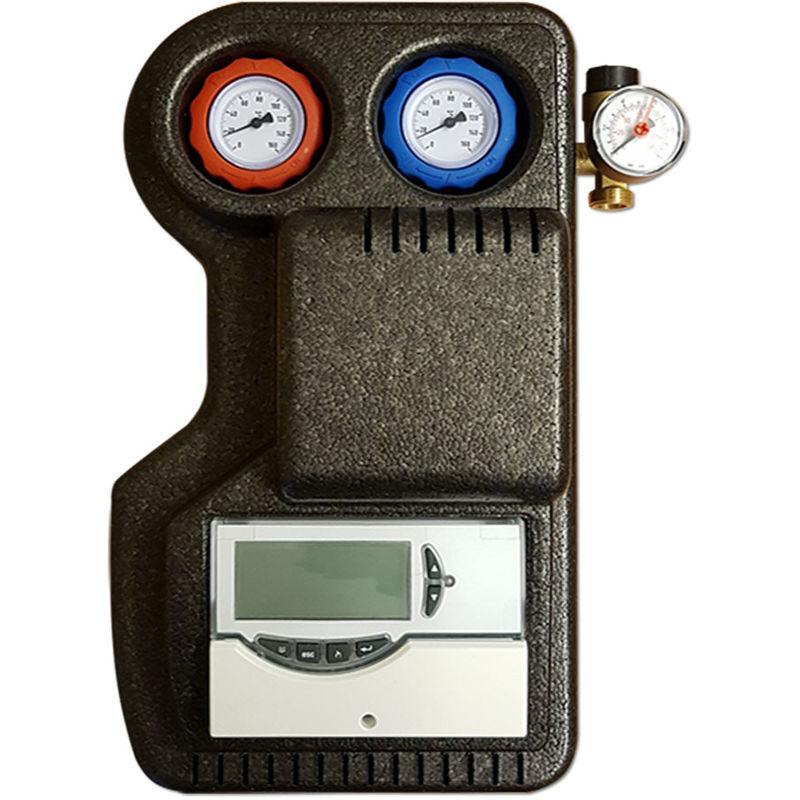 Gruppo di pompaggio solare a due vie con disaeratore 3/4' m, flussometro 2-12 l/min e centralina elettronica Elios Midi