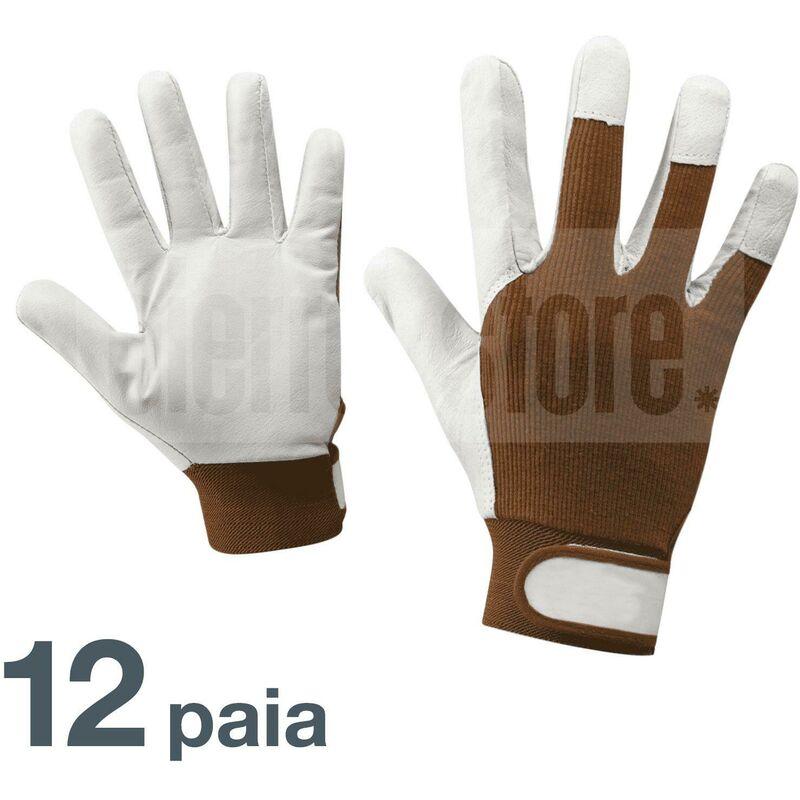 Guanti da lavoro in pelle di vitello e cotone taglia 11 - 12 paia