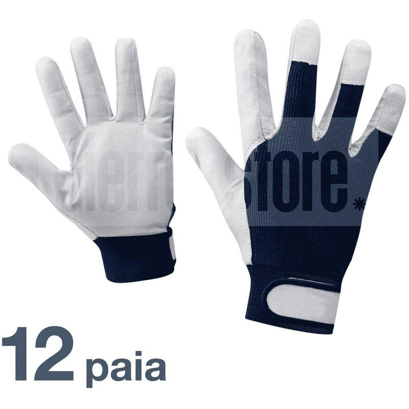 Guanti da lavoro in pelle di vitello e cotone taglia 9 - 12 paia Guanti da lavoro in pelle di vitello e cotone taglia 9 - 12 paia