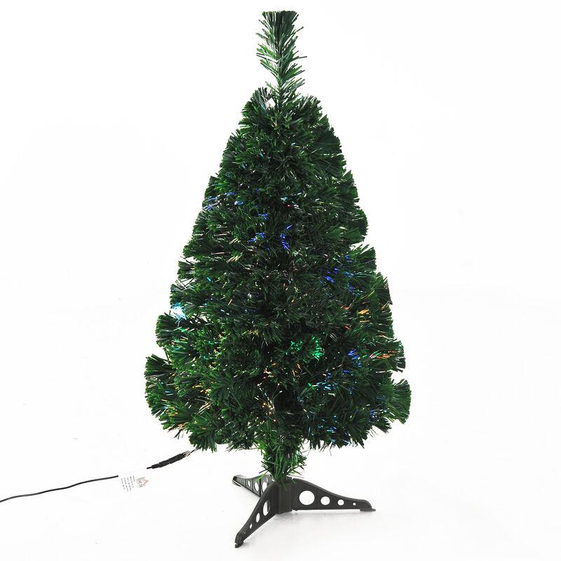 Albero di Natale Artificiale con 90 Rami in PVC e Fibra Ottica 90cm, Verde - Homcom Albero di Natale Artificiale con 90 Rami in PVC e Fibra Ottica 90cm, Verde - Homcom