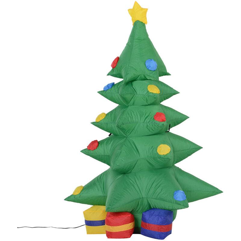 Albero di Natale Gonfiabile con Pacchi Regalo Luce LED Bianca 120cm - Homcom
