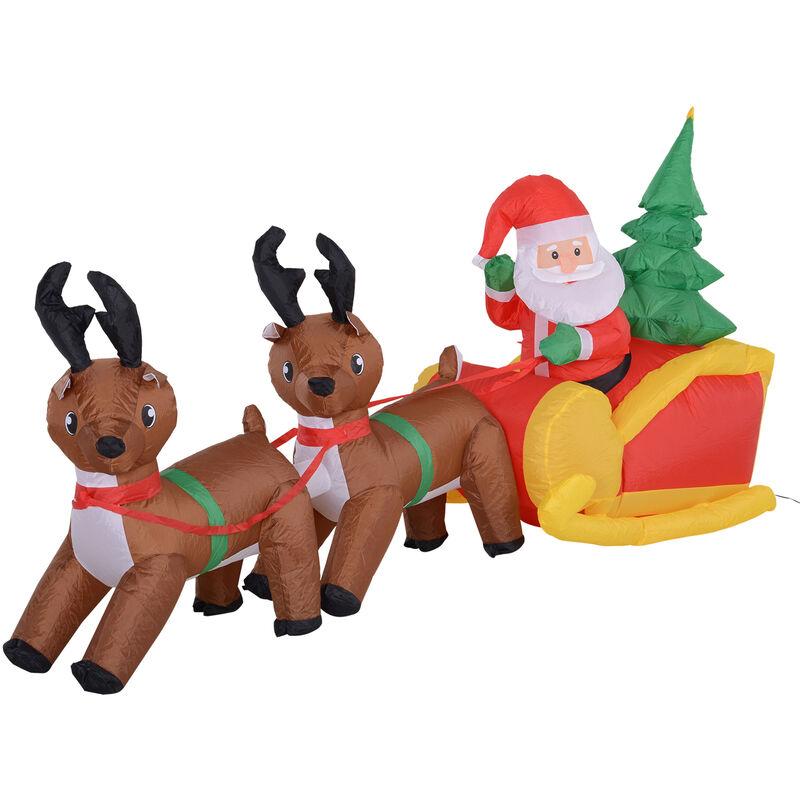 Babbo Natale Gonfiabile con Slitta, Renne e Albero di Natale con Luci Led 210cm - Homcom Babbo Natale Gonfiabile con Slitta, Renne e Albero di Natale con Luci Led 210cm - Homcom