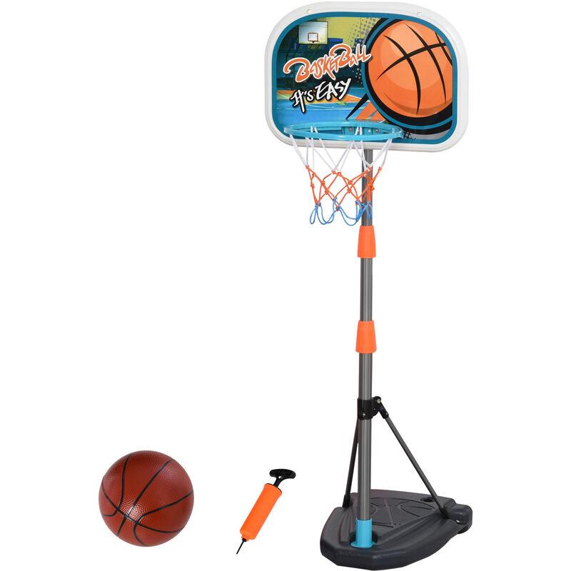 Set Canestro per Bambini Regolabile in Altezza con Palla da Basket Base e Pompa Gonfiaggio Inclusi - Homcom