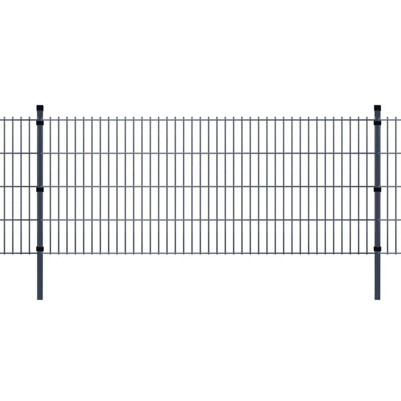 Hommoo 2D Pannelli recinzione giardino e paletti 2008x1030mm 8 m grigio VD15467