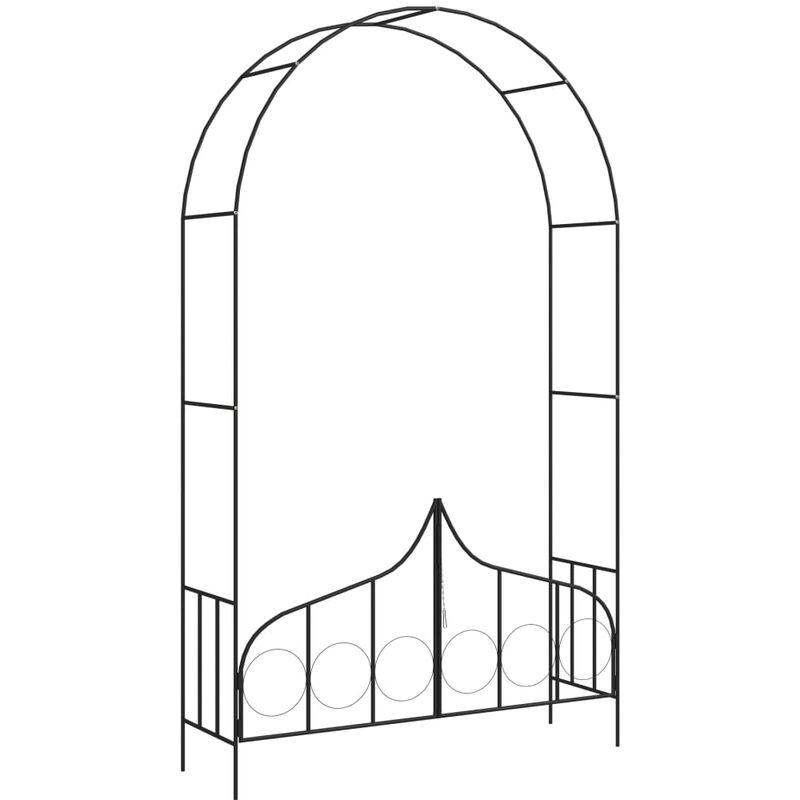 Arco da Giardino con Porta Nero 138x40x238 cm in Ferro VD53009 - Hommoo