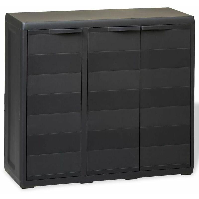 Hommoo Armadietto da Giardino a 2 Ripiani Nero VD25567